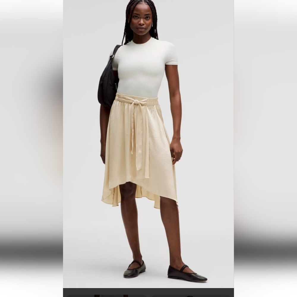 Lululemon Cream Midi Wrap Skirt with High-Low Hem